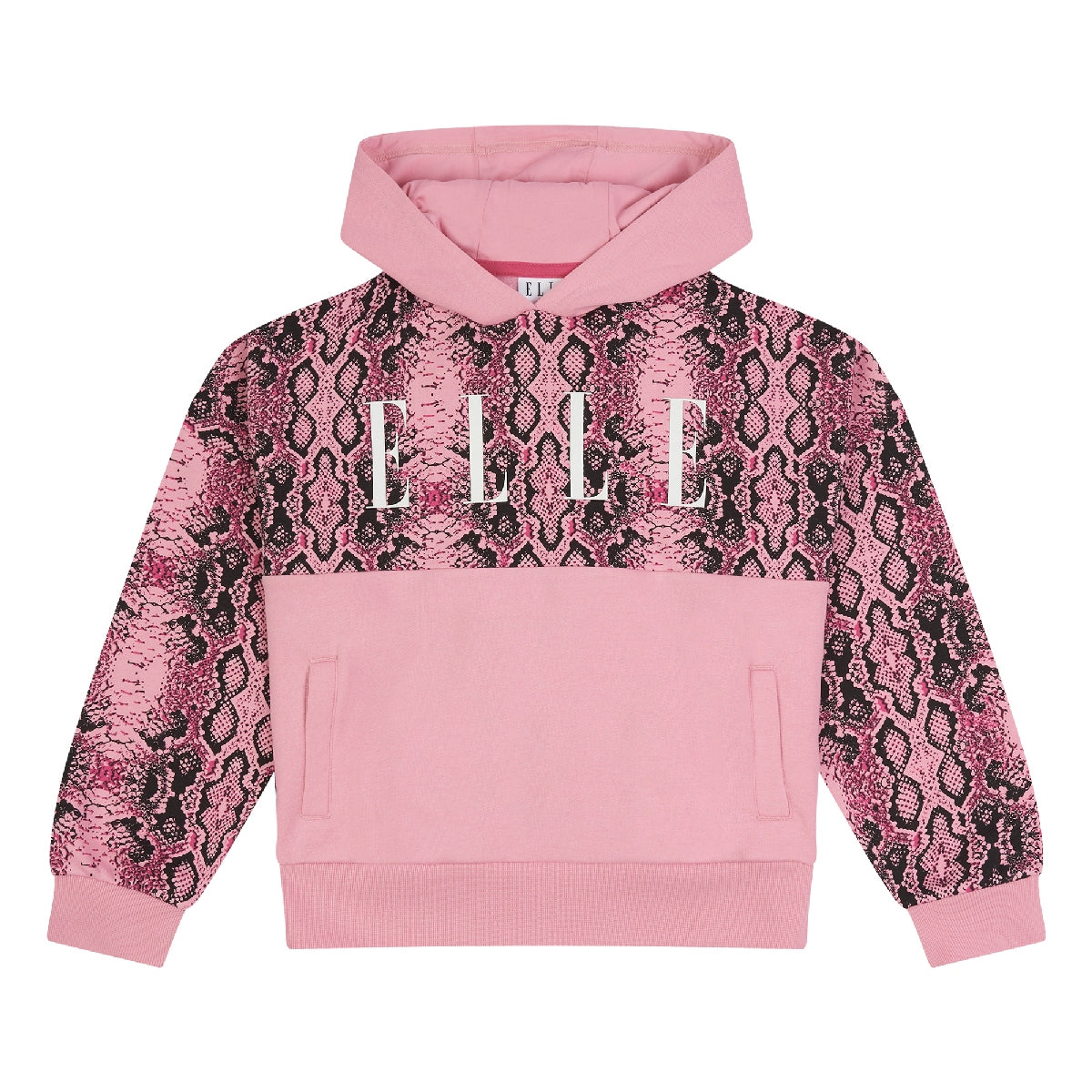 Elle Oversize Cropped All Over Print Over The Head Hoodie